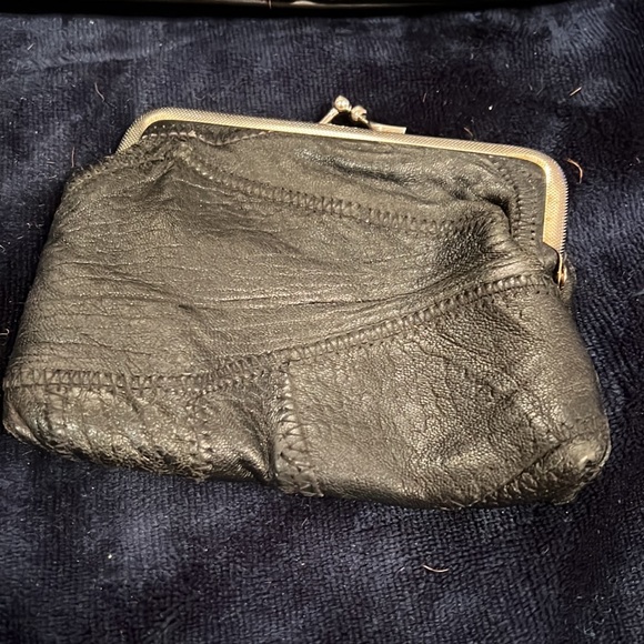 BLACK LEATHER PATCHWORK PURSE WITH MATCHING COIN PURSE - Picture 13 of 13